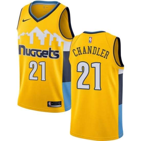 Men's Denver Nuggets #21 Wilson Chandler Yellow Stitched Jersey Men's Denver Nuggets #21 Wilson Chandler Yellow Stitched Jersey